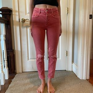 Anthropologie Pilcro High-Rise Slim Straight Jeans Red/Orange Size 25